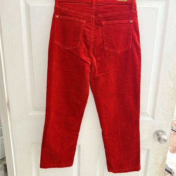 Judy Blue High Rise Button Fly Red Rust Corduroy Ankle Straight Pants Size 9/29 - Picture 3 of 10